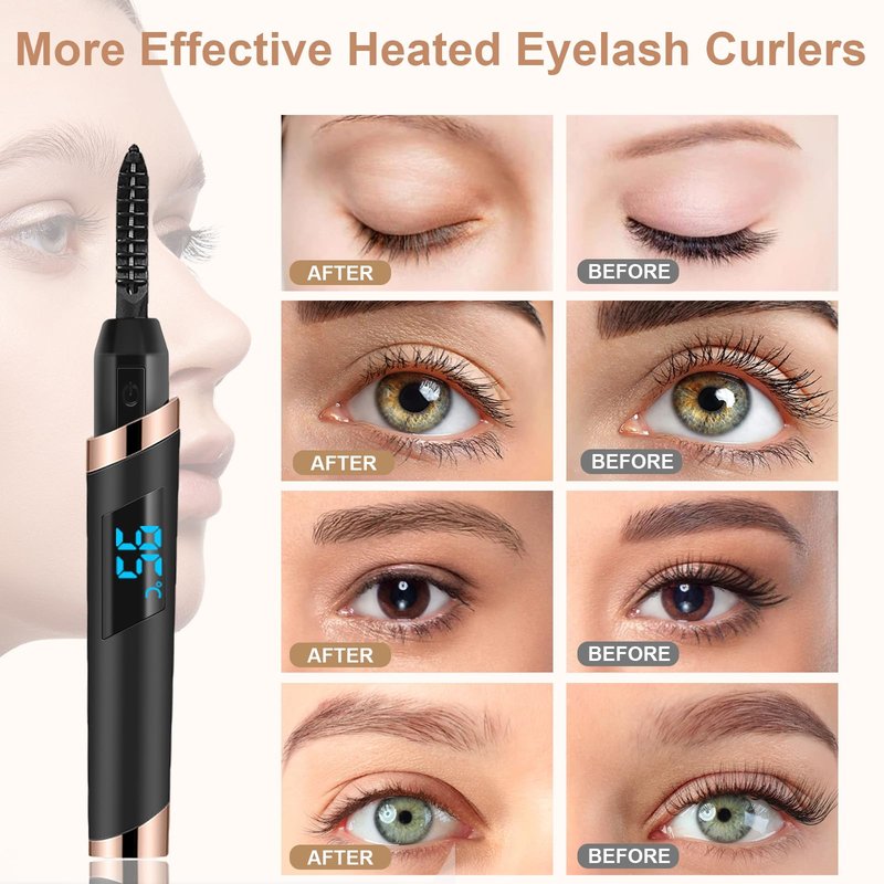 Heated Eyelash Curler- Eye lash Curlers Heat- 4 Temperature Mode- Rechargeable Lash Curler for Makeup Natural Curling Eye Lashes and 24 Hours Long Lasting - Black 2026 Updated New Model U3
