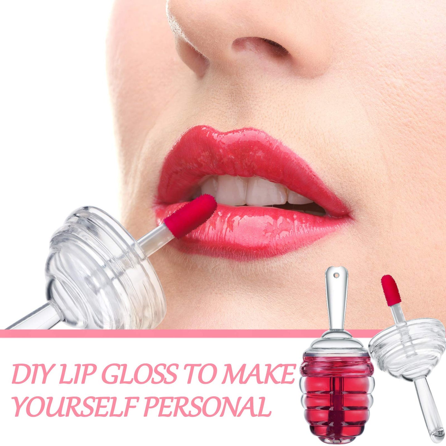 28 Pieces Honey Pots Shaped Lip Gloss Tube Empty Lip Gloss Containers Lip Balm Bottle Refillable Cute Lipstick Tubes with Wand for Women DIY Cosmetics(Clear)