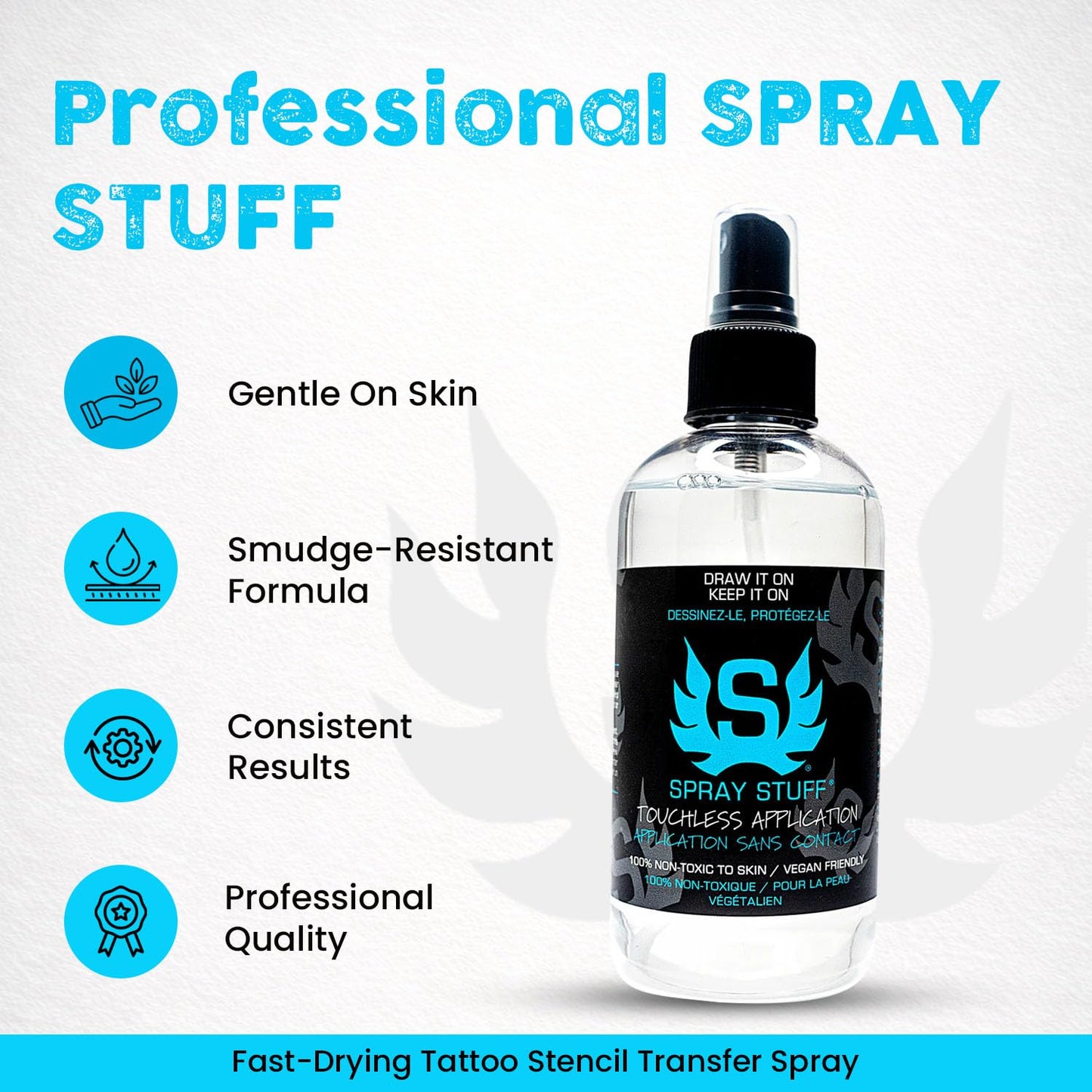 Stencil Stuff Spray Stuff Tattoo, Transfer Spray, 8oz Stencil Application Solution for Tattoo Artists, Water-Resistant, Long-Lasting, Vegan-Friendly Stencil Transfer