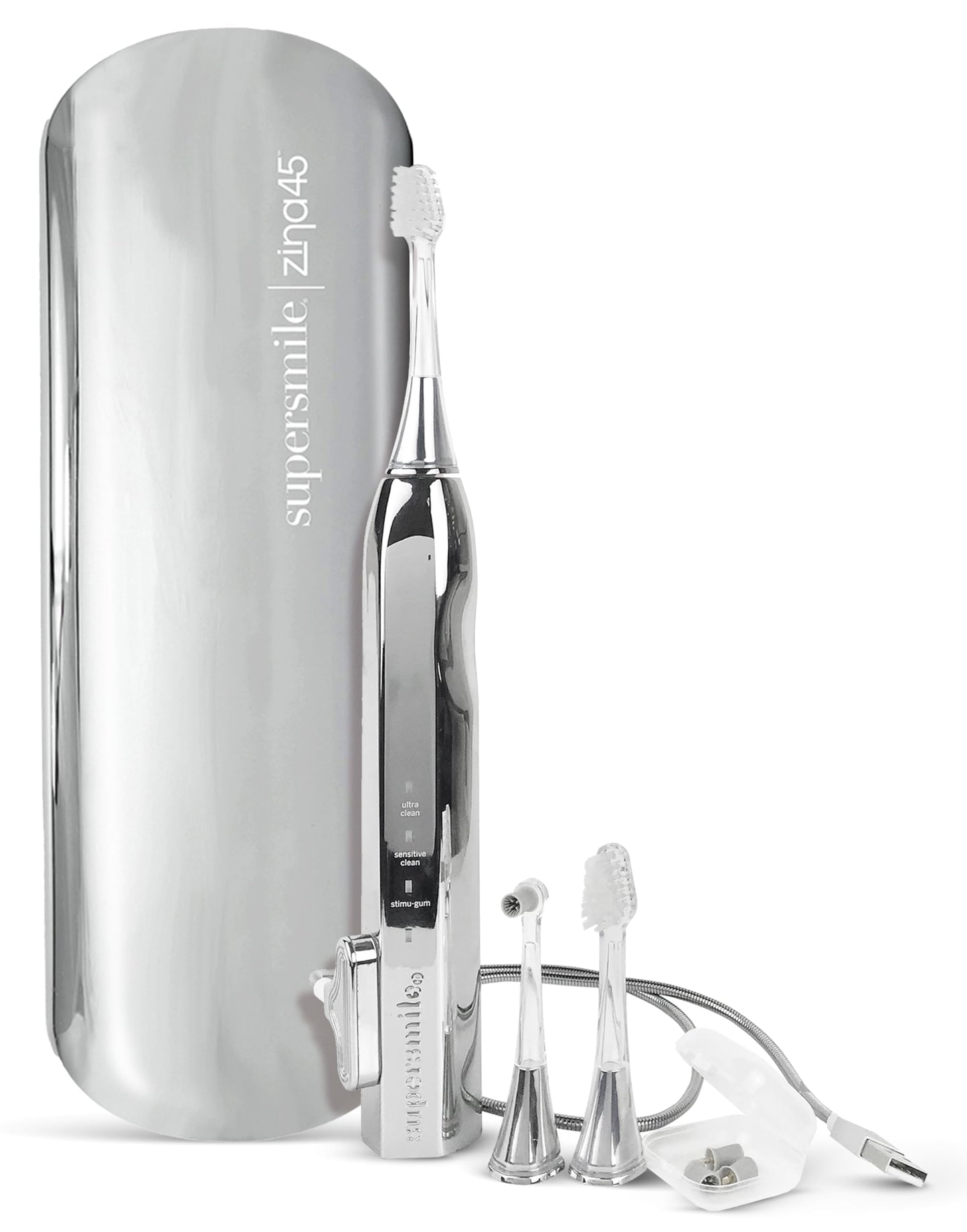 Supersmile Zina45 Deluxe Sonic Pulse Toothbrush, Silver, Rechargeable