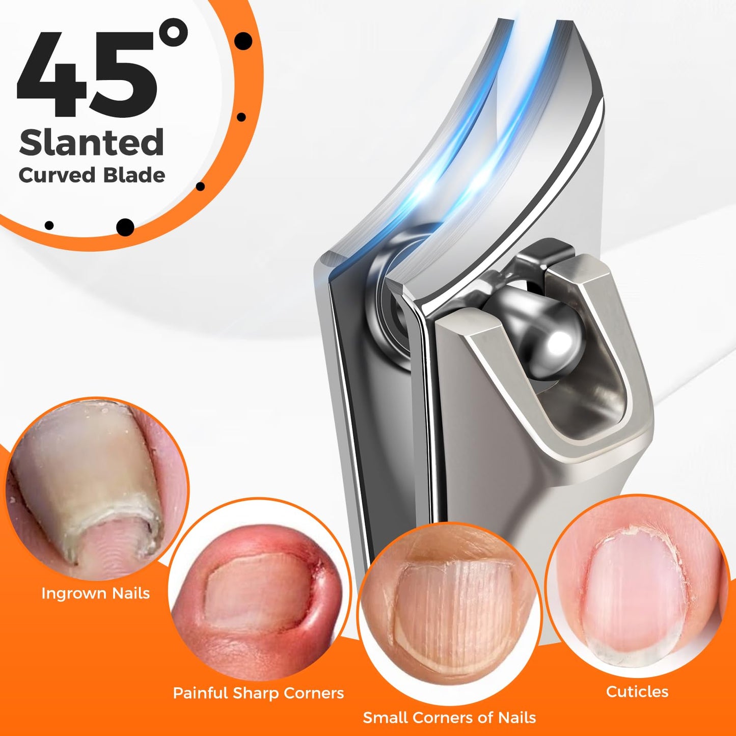 Toenail Clippers for Thick Toenails for Seniors, Large Toe Nail Clippers for Men Thick Ingrown Nails with Wide Jaw Opening, Heavy Duty Upgraded Slanted Curved Finger Nail Clippers Adult Nail Cutter