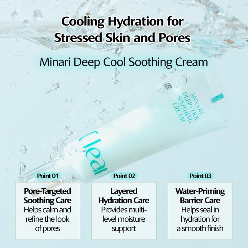 ClearDea Minari Cool Soothing Cream for face – K-Beauty Hydrating & Moisturizer with Korean Water Parsley, 30ml/1.01oz
