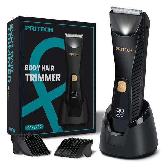 PRITECH Manscape Body Hair Trimmer - Waterproof Pubic Hair Ball Trimmer, Ceramic Blade Shavers Electric Razors for Men with USB-C Charging, Wet/Dry Use, Nick-Free Mens Grooming Kits, Gifts for Men