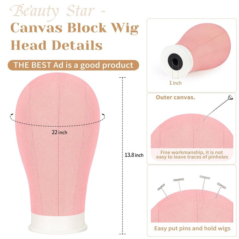 63-Inch Tall Wig Stand Tripod with 22-Inch Mannequin Head | Adjustable Holder & Wig Caps Kit for Styling Multiple Wigs