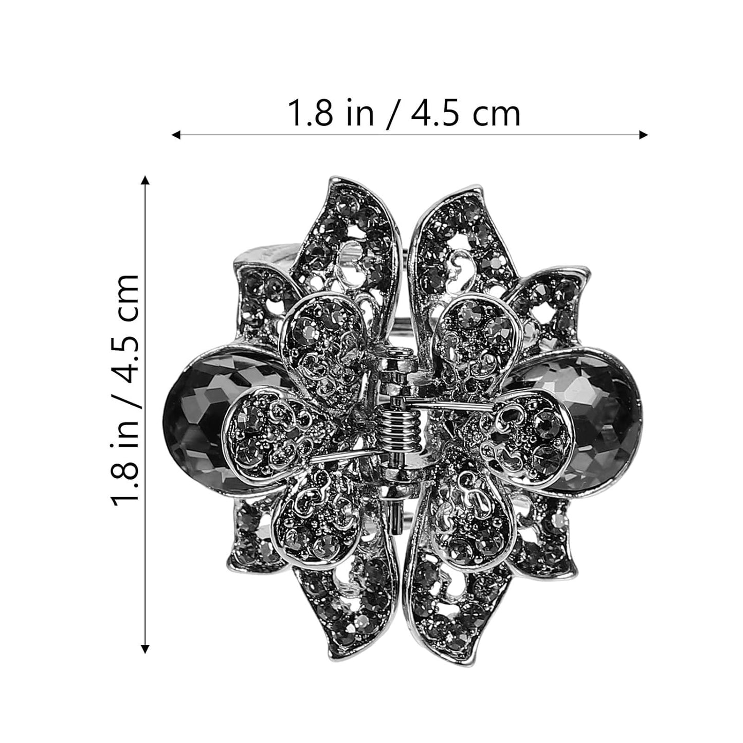 Mini Jaw Clips Set - Vintage Metal Crystal Hair Claws for Women | 3 Pcs Rhinestone Accessories