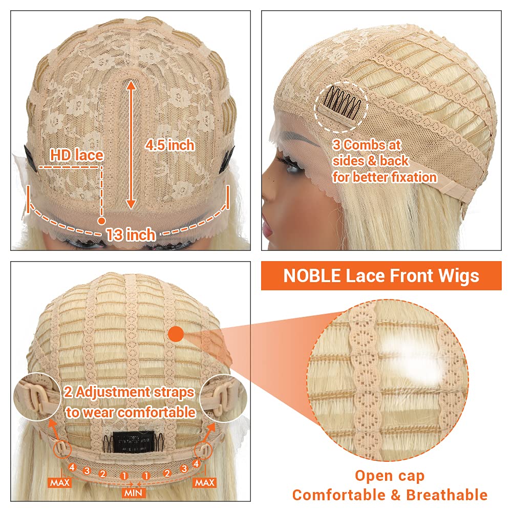 Platinum Blonde Bob Wig - T Part HD Lace Front for Women | Synthetic 613 Hair for Parties & Daily Wear