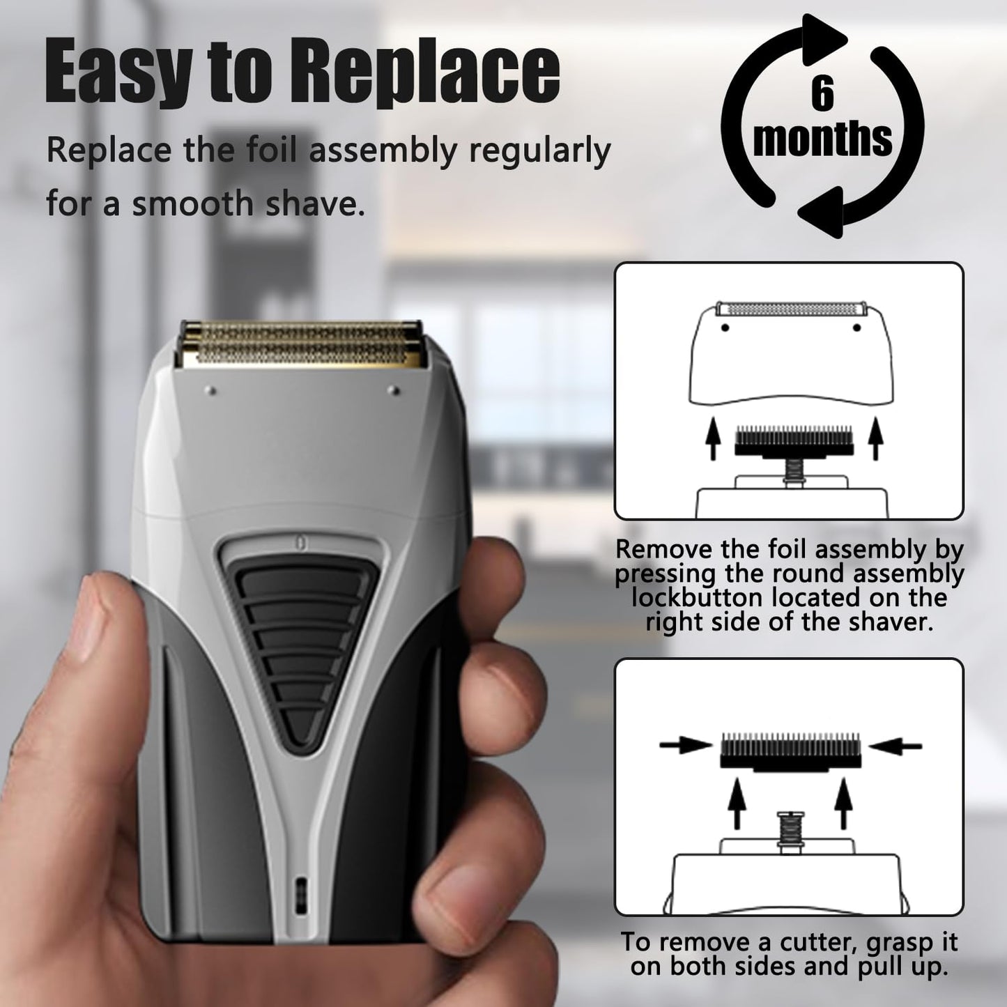 Foil Shaver Replacement Fit for Andis Model TS-1 TS-2 17150 17200 17235 Pro Foil Shaver, Replaces #17155 17160 17280 Foil and Blades -Profoil Lithium Shaver Head Parts- Hypoallergenic Gold Foil-3 Pack