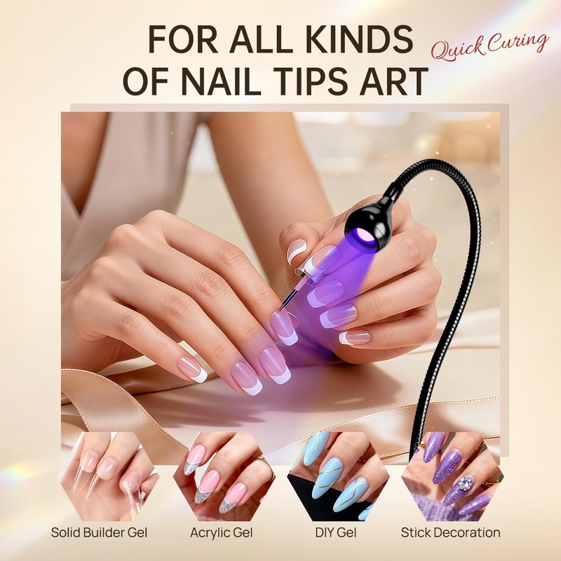 AORAEM Nail Lamp LED Nail Manicure Light Nail Polish Curing Lamps with Black Gooseneck and Clamp for Gel Nails
