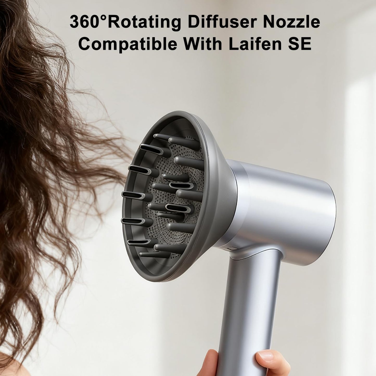 360° Rotating Diffuser Attachment Nozzle Compatible With Laifen Swift Hair Dryer/Laifen SE/SE 2 Hair Dryer Styling Tool, Hair Smoothing Dryer Magnetic Blower Accessories, Black