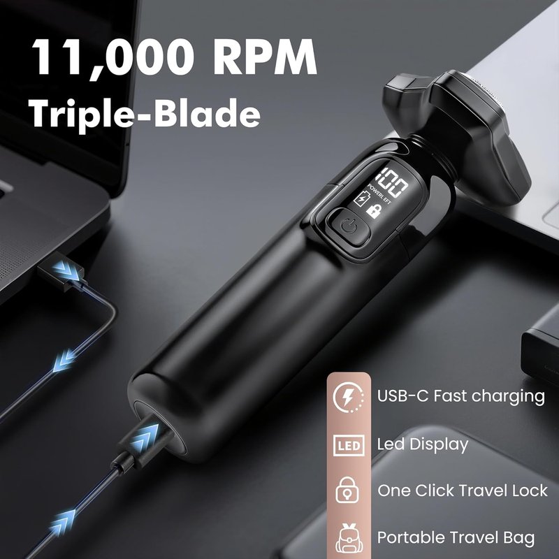 Electric Razor for Men - Flynth 3-in-1 Cordless Shaver | IPX7 Waterproof, Fast Charging, Beard & Nose Trimmer