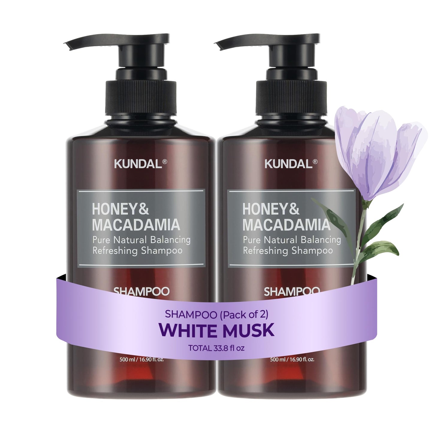 KUNDAL Honey & Macadamia Natural Shampoo 16.9 fl oz (H. White Musk(2EA))