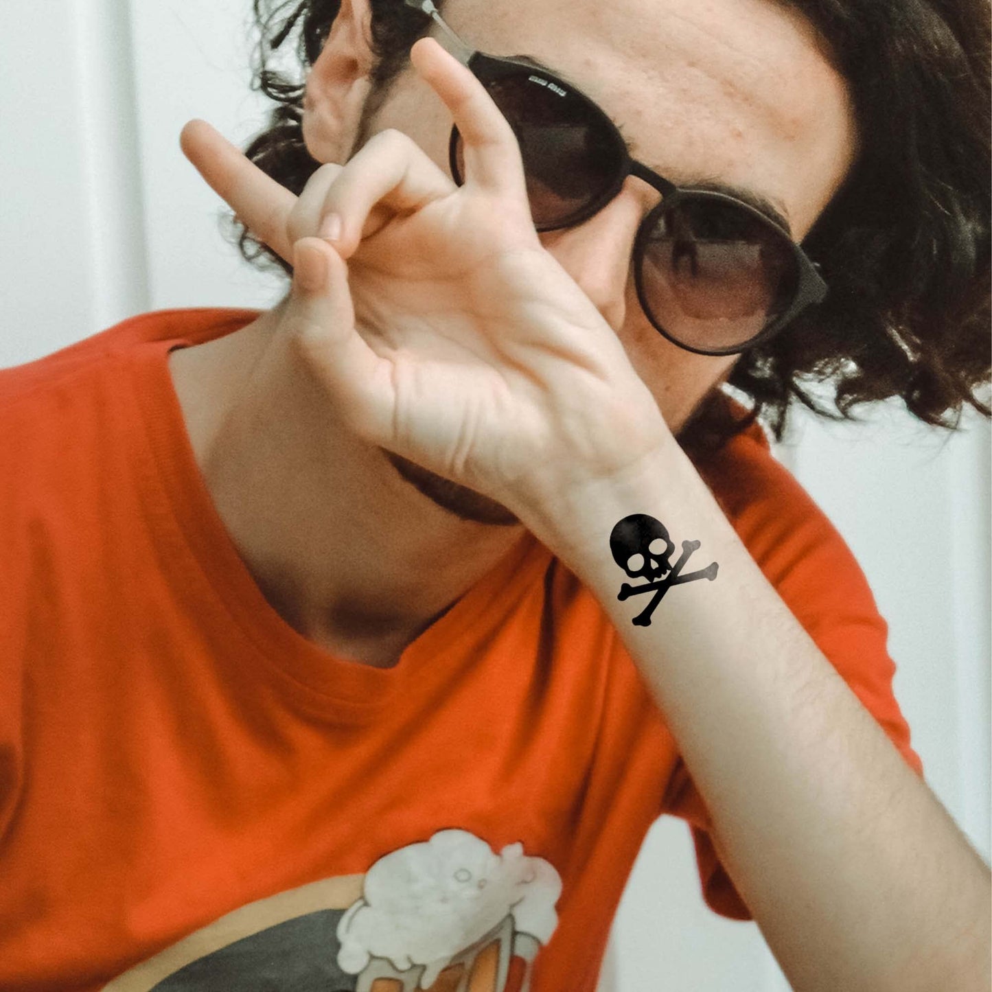 Skull & Crossbones Temporary Tattoos/Black/Perfect for Pirate Themed Events - Halloween - Sporting Events/Skin Safe/Removable (48-Pack)