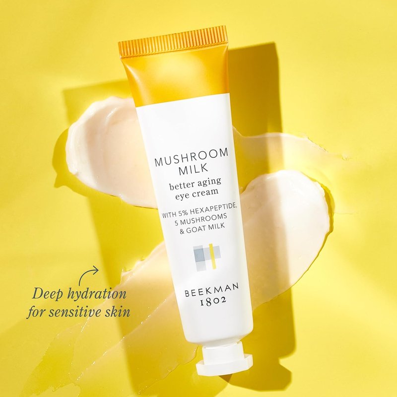 Beekman 1802 Mushroom Milk Eye Cream & Bloom Cream Moisturizer - Sensitive Skin, Anti-Aging | 0.68 fl oz & 1.69 fl oz