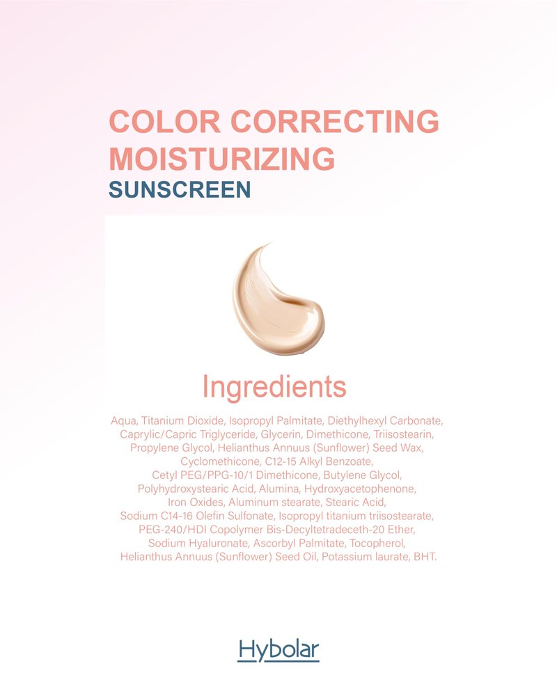 Hybolar Tinted Mineral Face Sunscreen SPF 50 Broad Spectrum Non-Comedogenic with Vitamin C Skin Moisturizer for Sensitive Skin & Kids