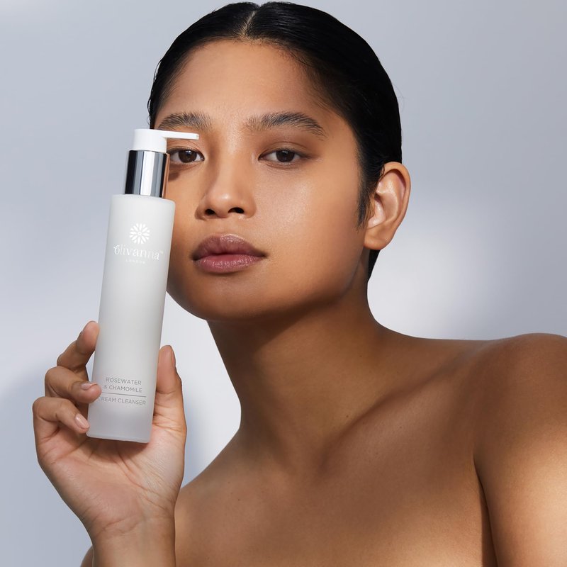 Olivanna Rosewater and Chamomile Cream Cleanser - Omega Rich Face Wash - Gentle and Hydrating without Stripping Essential Oils - 3.3 oz