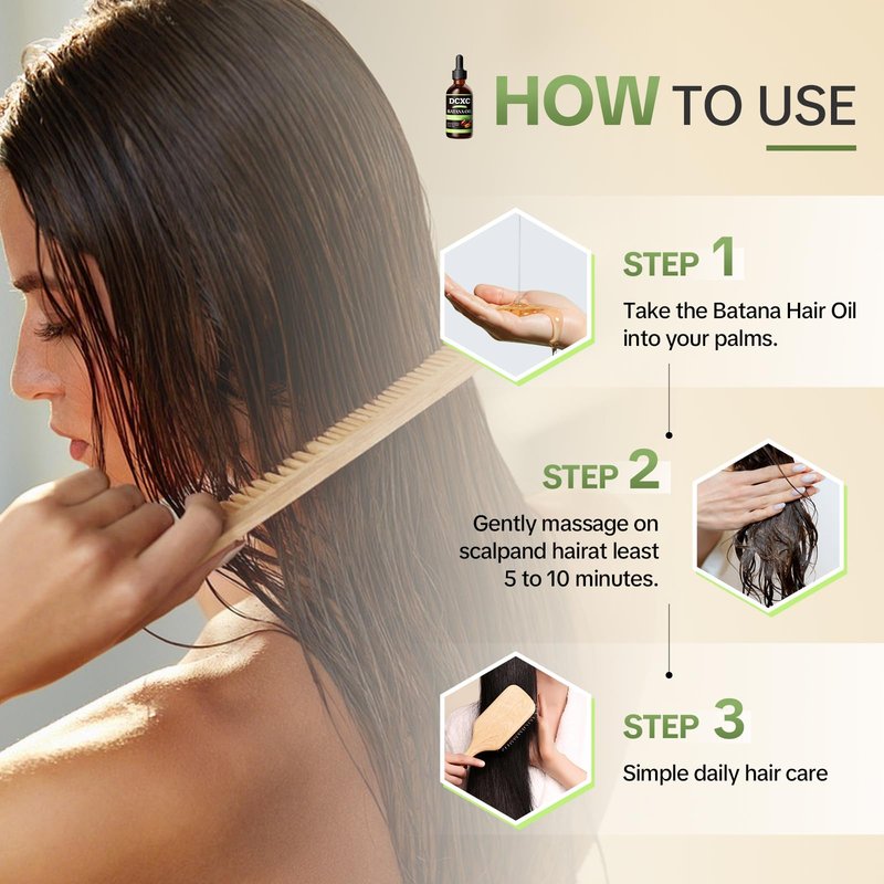 DCXC 100% Pure Batana Oil for Hair Growth - Natural Scalp Care & Hair Thickening Treatment | Revitalizes Damaged Hair, Reduces Breakage & Enhances Shine | Deep Conditioner for All Hair Types - 2oz