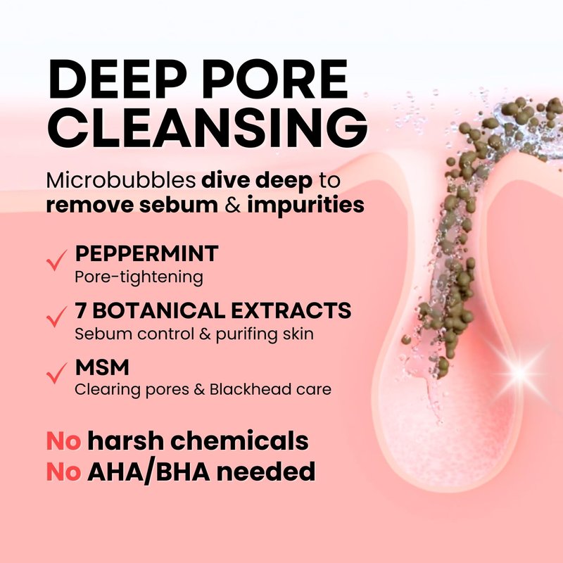 La Noubelle MPC Bubble Pore Cleanser, Korean Face Wash, Gentle Deep Pore Facial Cleanser with Caviar, Blackhead Makeup Remover, Pore Minimizer, Hydrating, Exfoliator, Oily, Dry Skin 10.1 fl oz