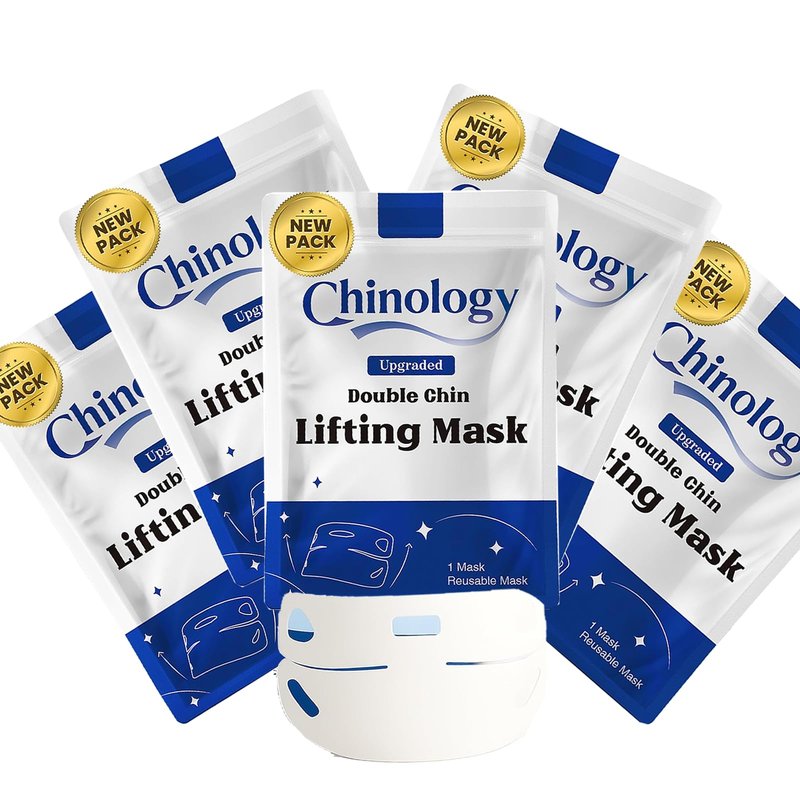 Chinology Double Chin Lifting Mask, 2026 New Reusable Upgraded Double Chin Reducer, Helps Create A Three-Dimensional Jawline, Sleep Mask for Face and Neck Upgraded Deep Collagen Firming Mask (5 Pcs)