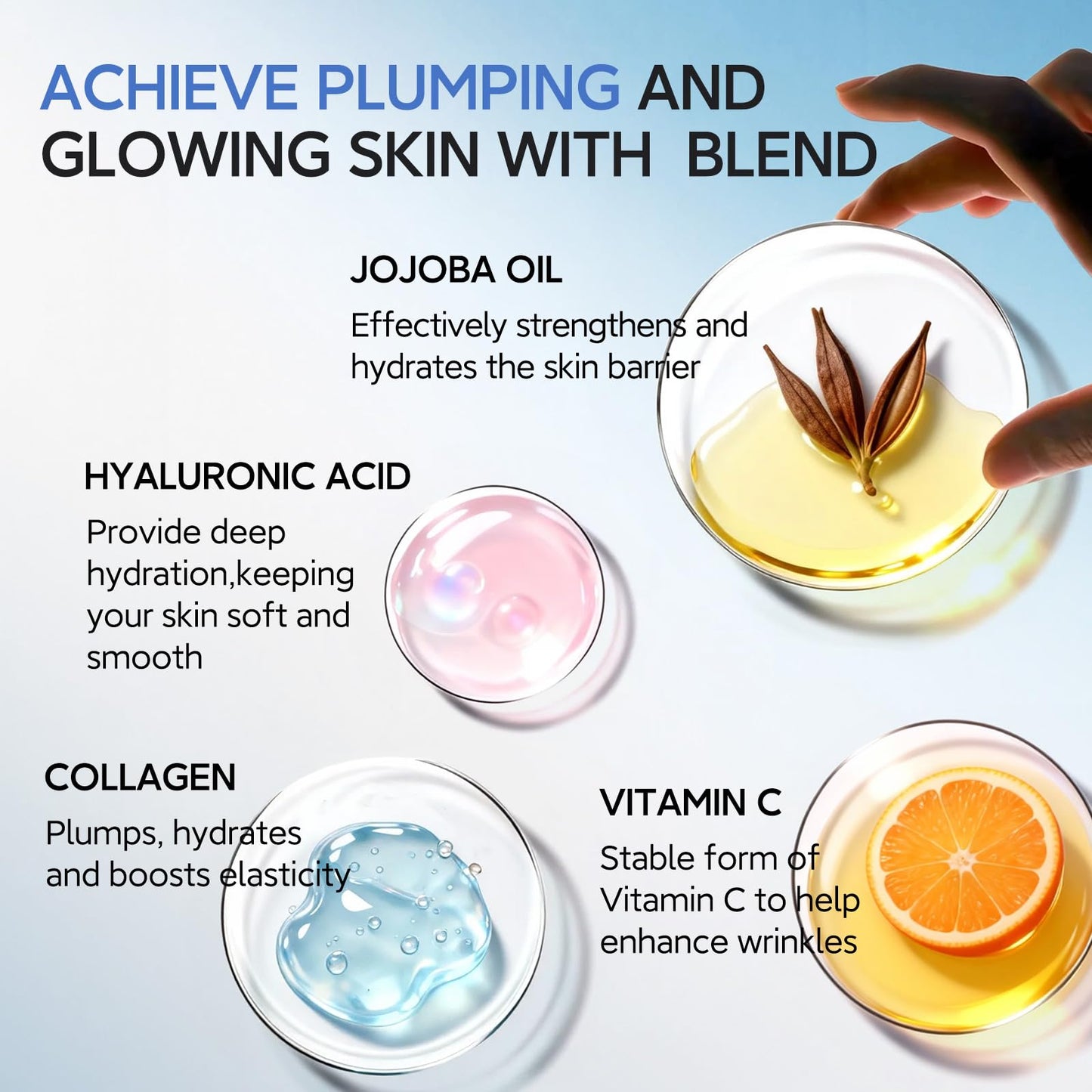 HKH Copper Peptides Serum for Face: 38 Capsules Anti-aging Facial Serum with Peptide & Hyaluronic Acid for Fine Lines Wrinkles & Dryness - Daily Use for 30+ Women - Travel-Friendly