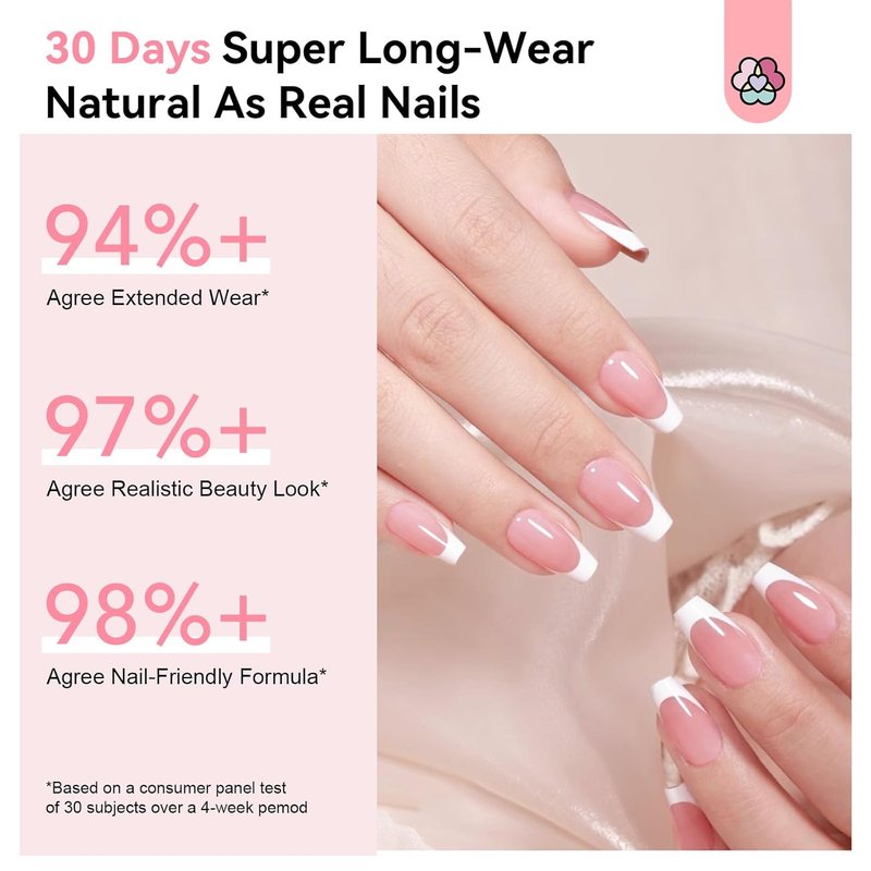 SAVILAND Gel Nail Kit - 16 Sizes French Tips Press-On Nails with Drill & UV Lamp | Coffin Shape Soft Gel