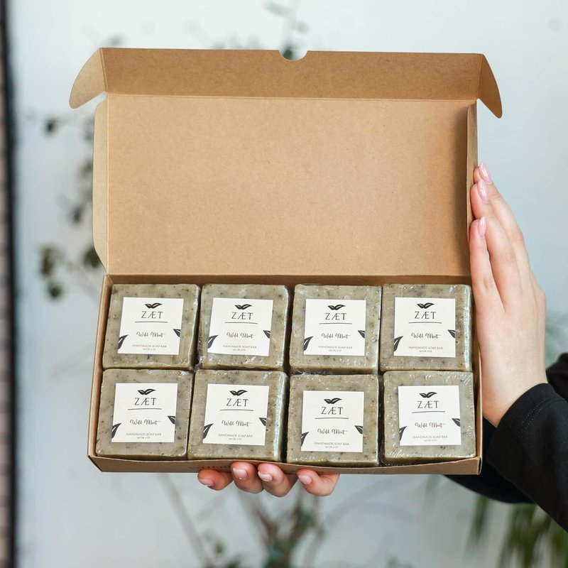 Wild Mint Bar Soap - 8-Pack Handmade Soap with Olive & Coconut Oil | Gentle Cleanse for All Skin Types