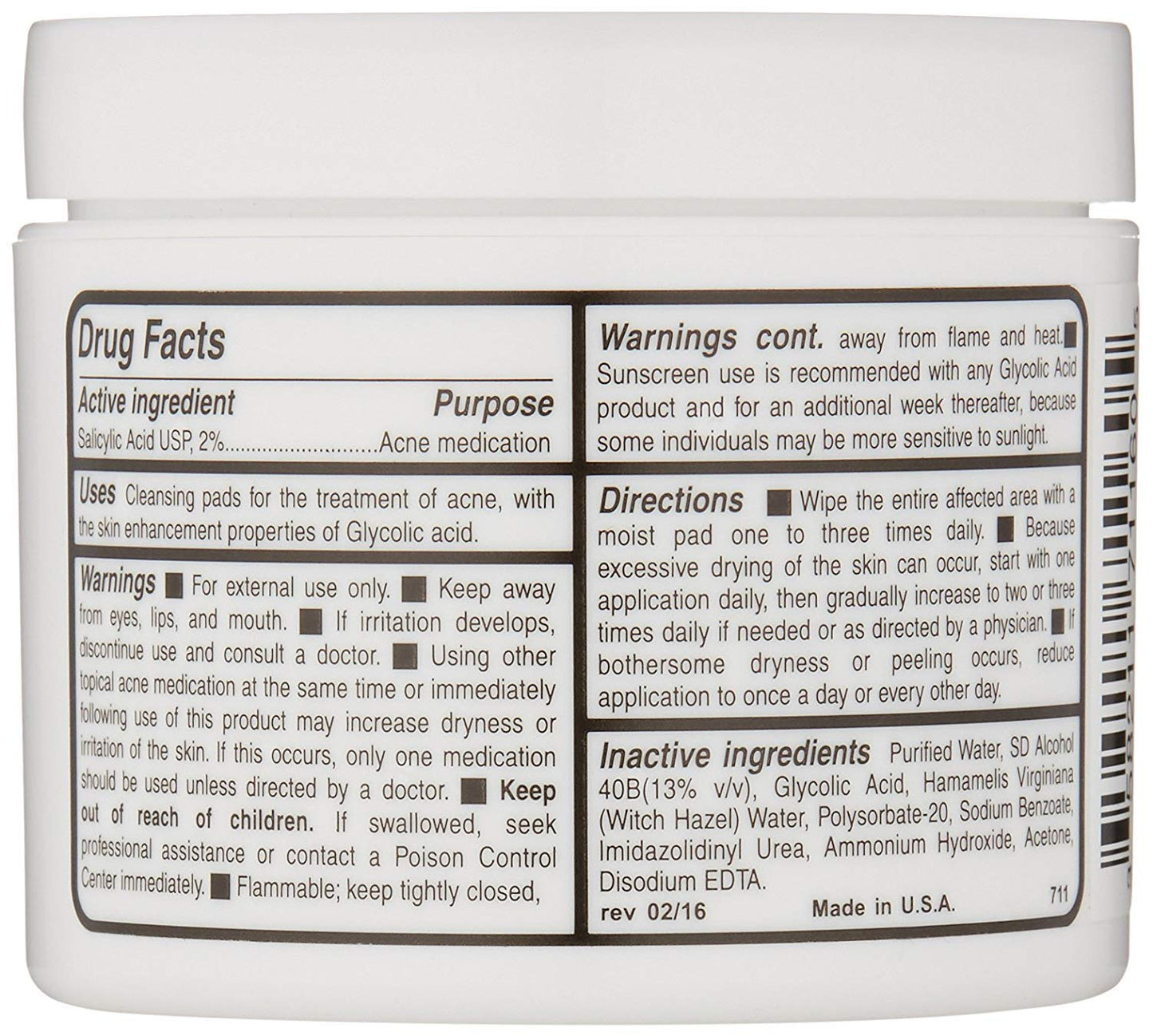 5% Glycolic Acid + 2% Salicylic Acid AHA/BHA ACNE Treatment - Witch Hazel Pads - ACNE Solutions - For Facial Exfoliating And Smoother Looking Skin, 60 Face Pads