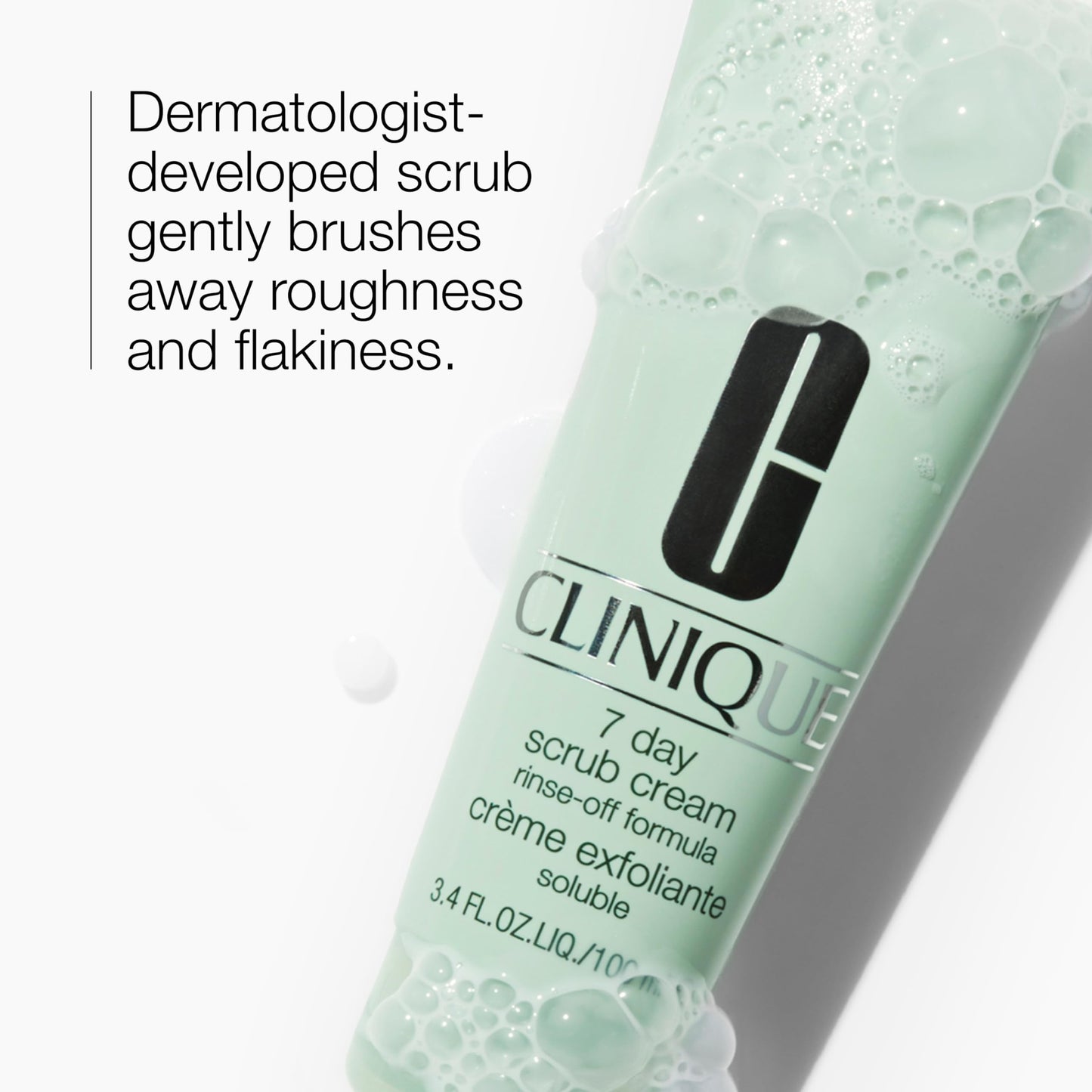 Clinique 7 Day Daily Gentle Face Exfoliator Lightweight Scrub Cream For All Skin Types | Mild Face Scrub With Silica | Exfoliating + Refining, 3.4 Fl Oz