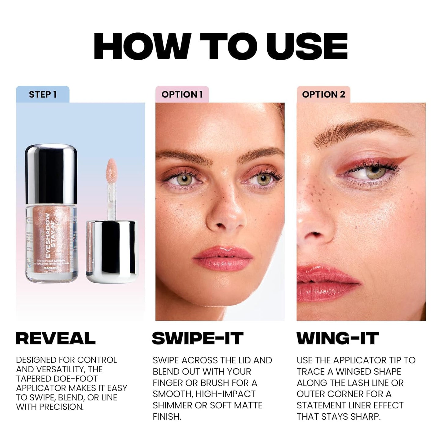 Sacheu Liquid Eyeshadow STAY-N Longwear Eye Makeup — Buildable Highly Pigmented & Blendable Eye Shadow Cream in Matte & Shimmer Finishes, Candy Dipp’d