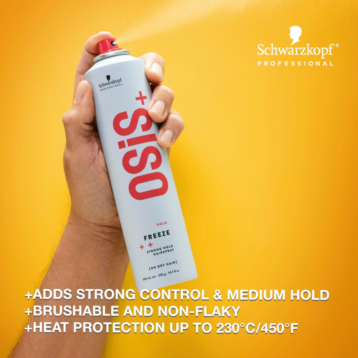 OSiS+ Freeze Medium Hold Hairspray 9oz | All Day Hold and Shine | Heat and Humidity Protection