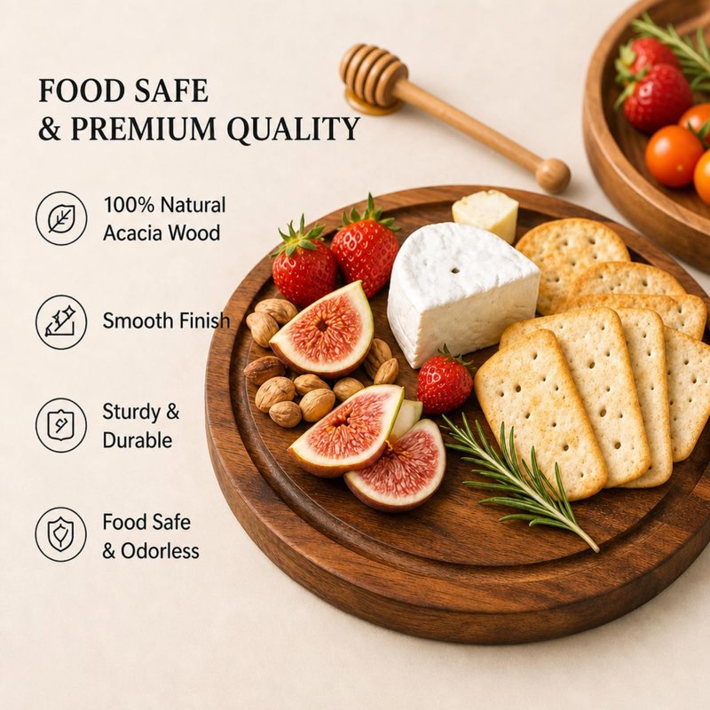 Maxcheck 1 Set Baby Shower Bridal Game Prizes for Winners Round Cheese Board Set Wood Mini Charcuterie Board with Knives and Forks Thank You Card with Gift Box for Guests Wedding (Acacia)