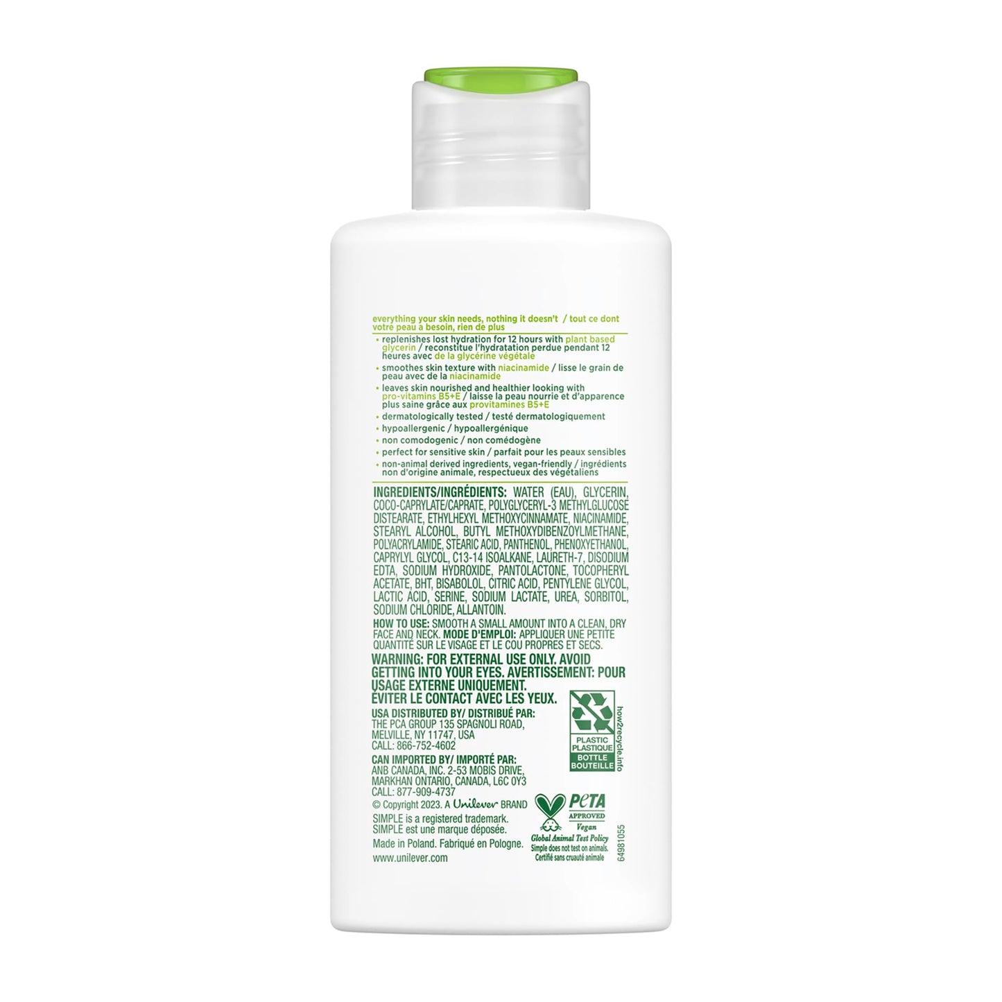 Simple Kind to Skin Face Moisturizer For Sensitive Skin Replenishing Rich 12-Hour Moisturization for All Skin Types 4.2 oz