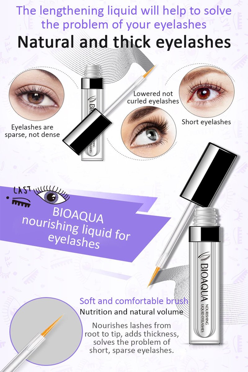 BIOAQUA Eyebrow Growth Serum Eyelashes Hairline Beard Lengthening Liquid Soft Brush Thickness Nourishing Elastic Moisturizing Natural Plant Extracts