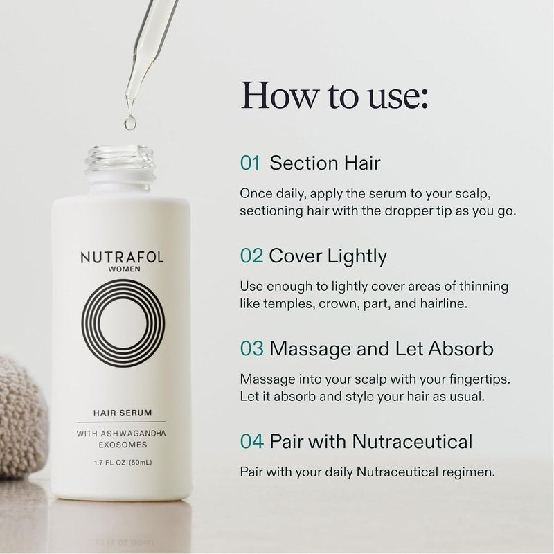 Nutrafol Women's Hair Serum - Supports Thicker, Stronger Hair | Vegan & Fast-Absorbing Formula