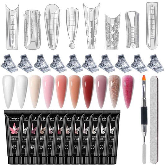 480PCS Poly Nail Gel Kit - 12 Vibrant Colors & Dual Nail Forms for Perfect Manicures