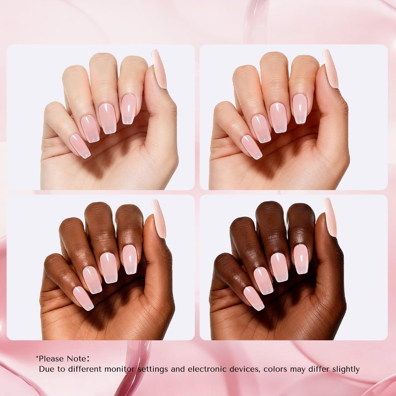 AzureBeauty Translucent Dip Powder - Jelly Baby Pink Color 2Oz/56g, Sheer Rose Pink Neutral Semi-transparent Clear Dipping Powder Crystal French Nail Art Starter Manicure Salon DIY Home Gift