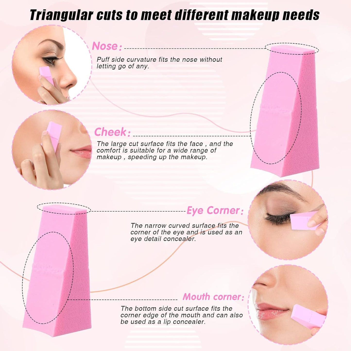 Makeup Wedges Sponges - 480 Pieces Triangle Applicators for Foundation & Eye Shadow | 4 Colors