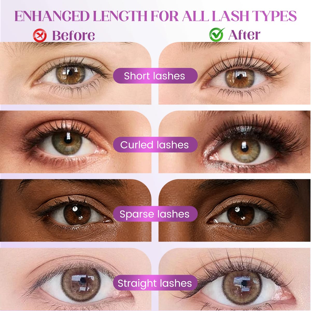 2026 New Metal Wand Mascara, Waterproof Iron Mascara Volume and Length, Brushless Mascaras Tubular Eyelash Primer, Long Curling, Natural, Non-smudged