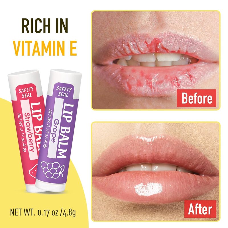 128 Pack Natural Lip Balm | Moisturizing with Vitamin E & Coconut Oil - 8 Flavors for Dry Cracked Lips