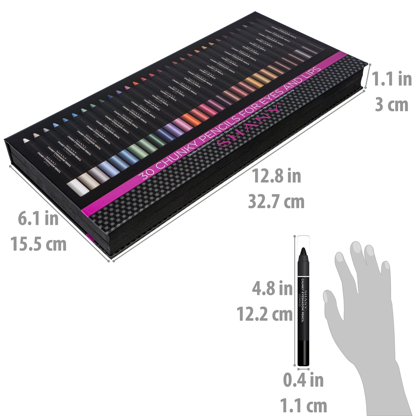 SHANY Chunky Eyeshadow Pencils Lip Liner, Eyeliner, Eye Pencil, Multi Use Chunky Pencils for Eye Shadow, Lip Makeup, Lipstick with Vitamin E,Aloe Vera - Chunky