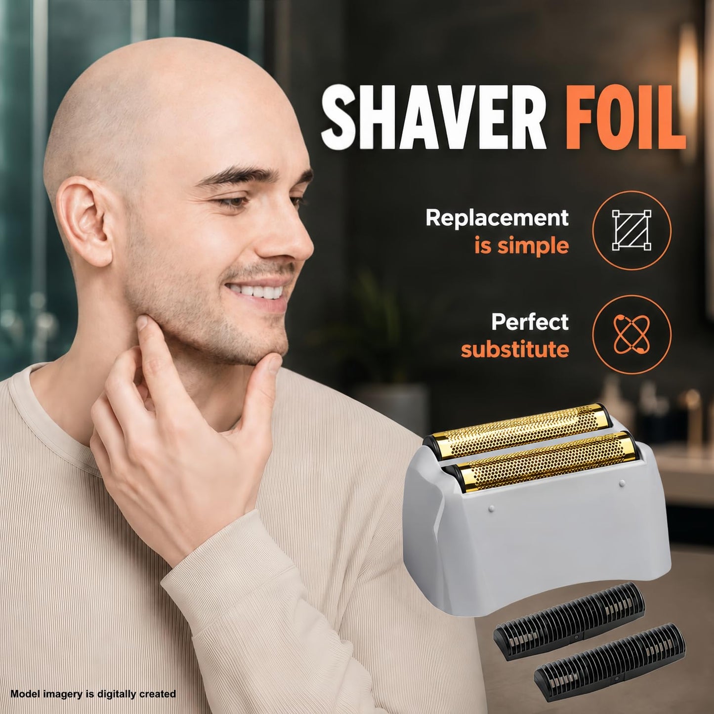 3 Pack Pro Shaver Replacement Foil and Cutters Compatible with andis No.17150/17155/17200 Shaver ProFoil Lithium Replacement Golden