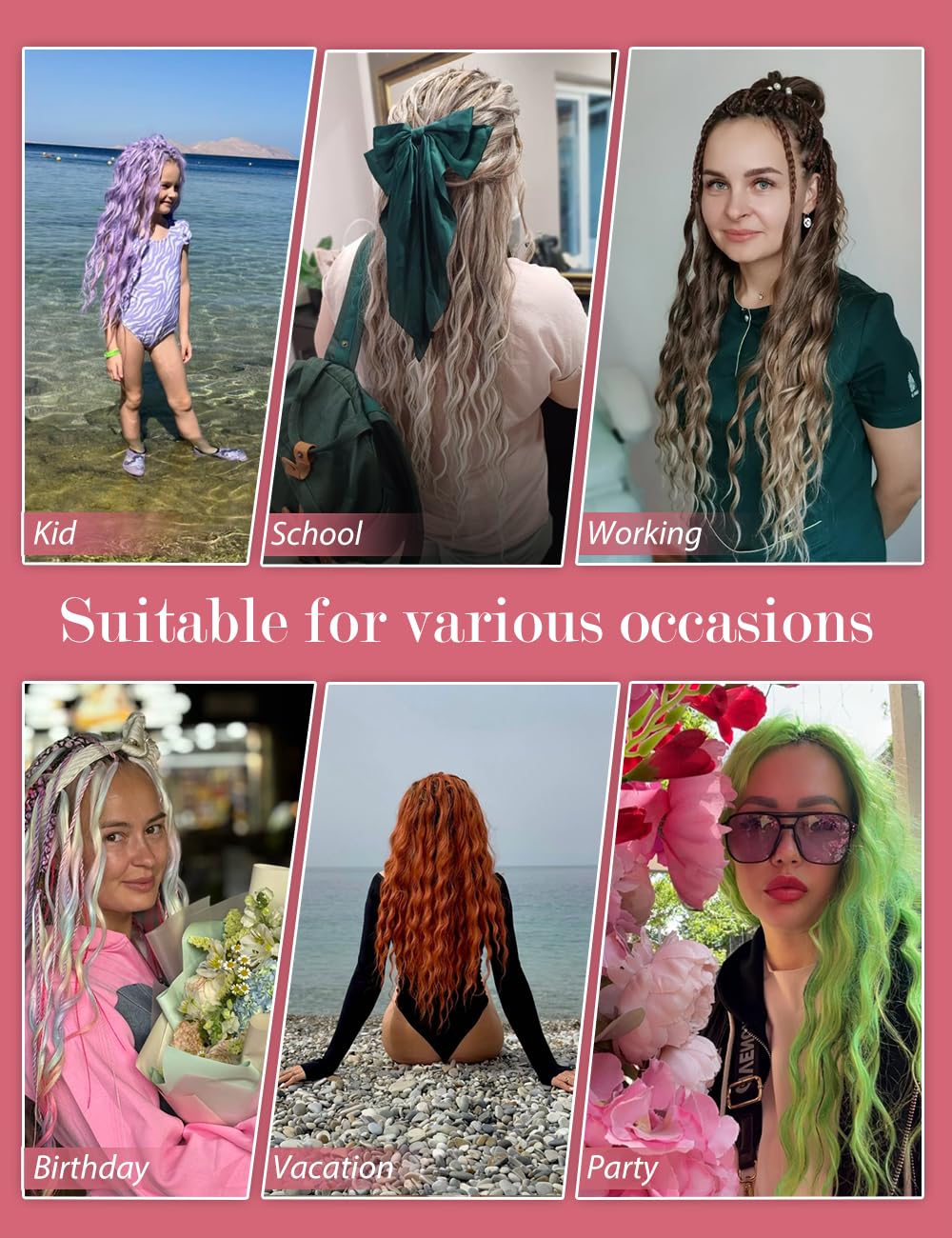 Curly Braiding Hair - 300g Rainbow Peafowl Ocean Wave Synthetic | Loose Deep Wavy Twist for Boho Braids