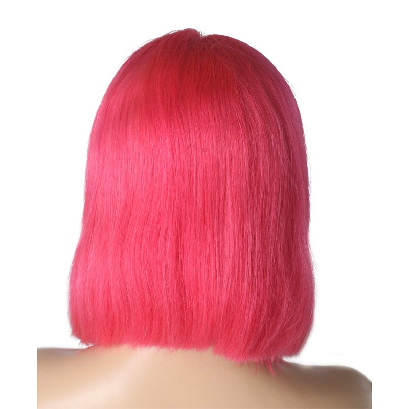 Hot Pink Bob Wig - 8-Inch Straight Human Hair Lace Front | Pre-Plucked with Baby Hair for Black Women
