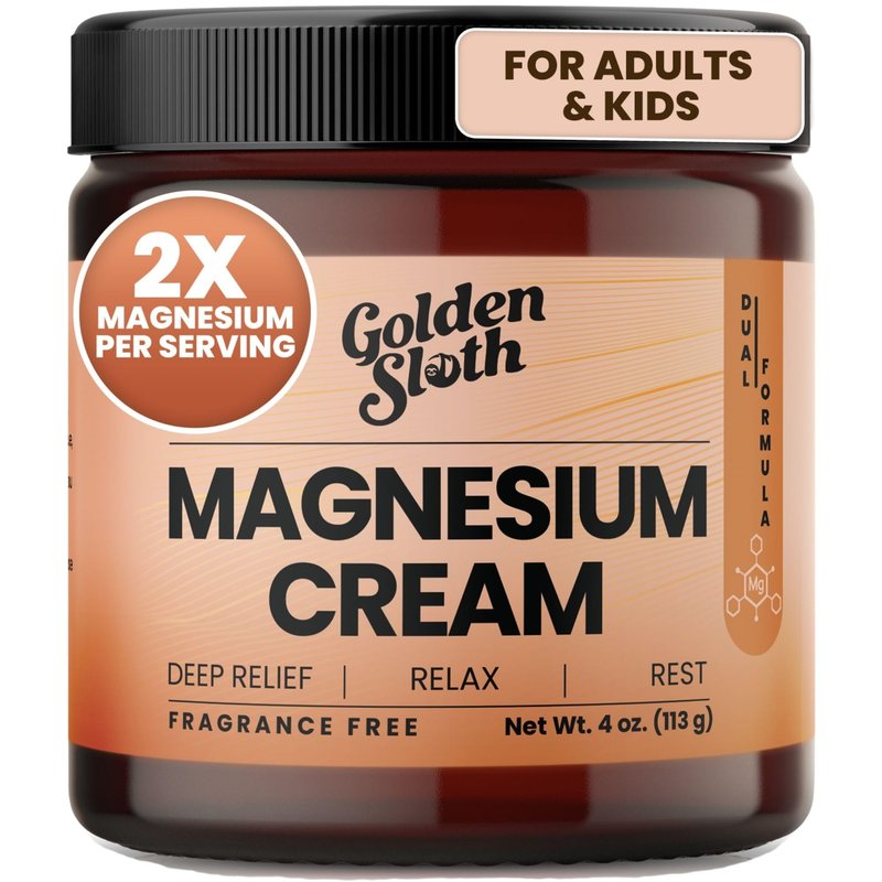 Golden Sloth Magnesium Cream - Unscented Topical Lotion - Highly Concentrated with 2 Types of Magnesium, Made in USA, All-Natural