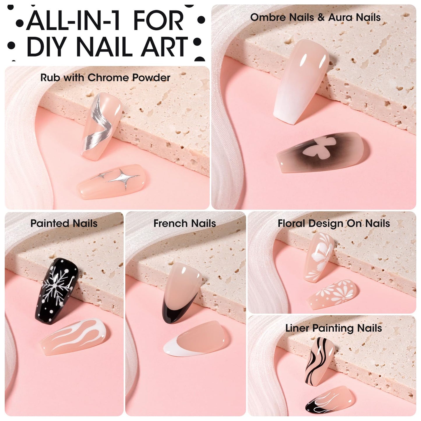 GELLEN Nail Painting Gel, 2Pcs 8G Black & White, No Wipe Pat Painting