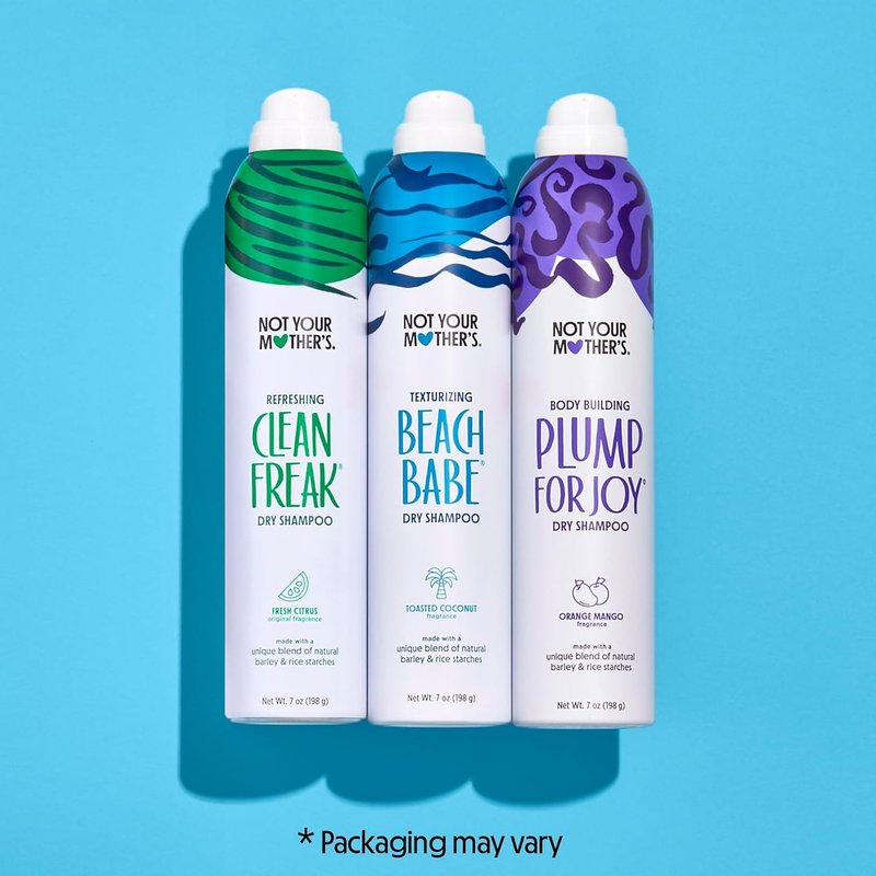 Not Your Mother's Dry Shampoo Spray - 3-Pack Assortment for Oily Hair | Clean Freak, Plump for Joy & Beach Babe - 7 oz Each