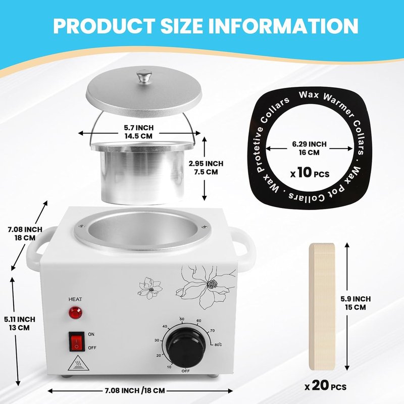 Professional 600ml Wax Warmer - Electric Hair Removal & Facial Spa Heater | Adjustable Temperature, 50 Wax Sticks Included