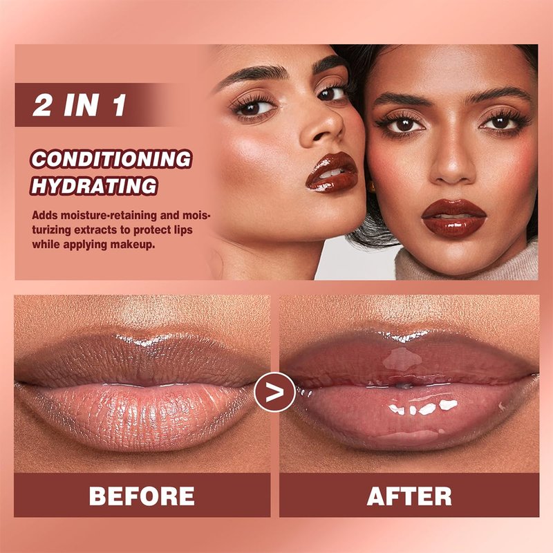 Pakivs 4 Colors Jelly Tinted Lip Serum Gloss,Hydrating Nourishing Lip Plumping,Long-Lasting Moisturizing with Polypeptide,Non-Sticky Glossy Lip Glaze Makeup