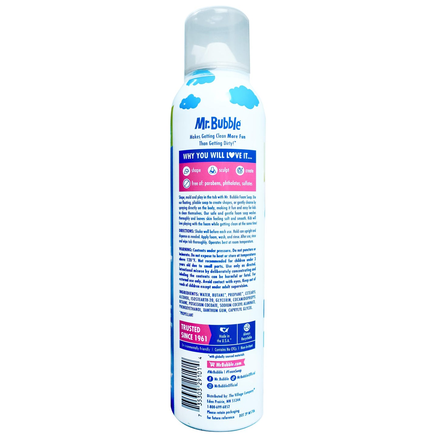 Mr. Bubble Extra Gentle Foam Soap - Fragrance Free Kids Hand and Body Wash 8OZ, Pack of 6