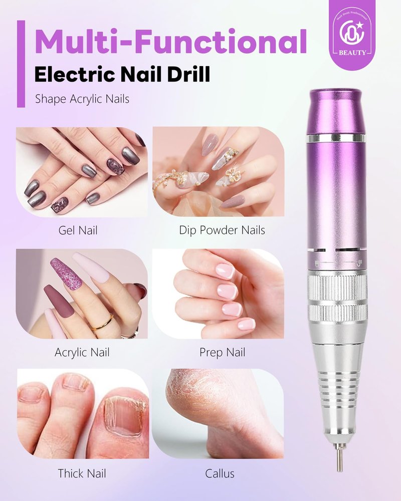 CozyZen Portable Professional Nail Drill, 35,000 RPM Rechargeable Electric Nail File, Cordless E-File Machine with Extended Battery Life, Lightweight Design for Manicure & Pedicure (Gradient Pink)