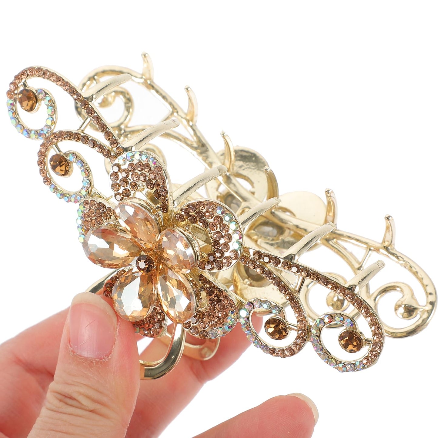 Vintage Rhinestone Hair Claw Clips - Alloy Fancy Hair Accessory with Pins and Large Jaw Clips
